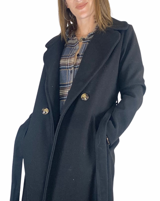 Habiti - Cappotto corto doppiopetto - NERO