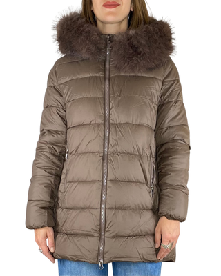 Habiti - Piumino lungo stondato - MORO