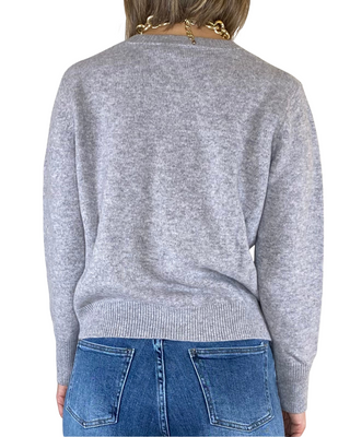 habiti - cardigan girocollo pura lana - grigio