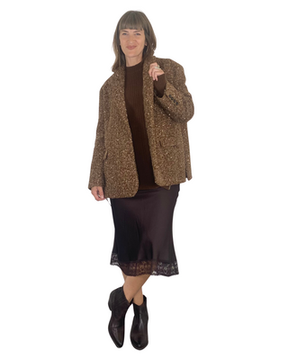 vicolo - blazer bouclé e micro paillettes - cioccolato