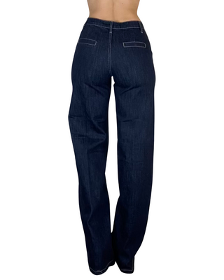 Habiti - Jeans palazzo tasca francese - JEANS SCURO