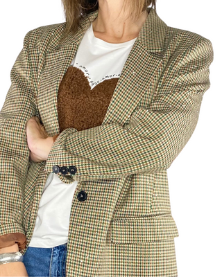 vicolo - blazer pied-de-poule e strass - cammello