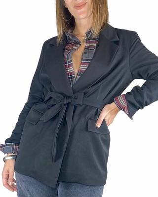 Habiti - Giacca con cintura - NERO