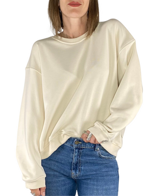 vicolo - felpa garzata stondata - burro