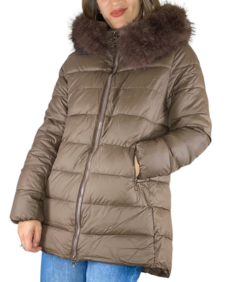 Habiti - Piumino lungo stondato - MORO