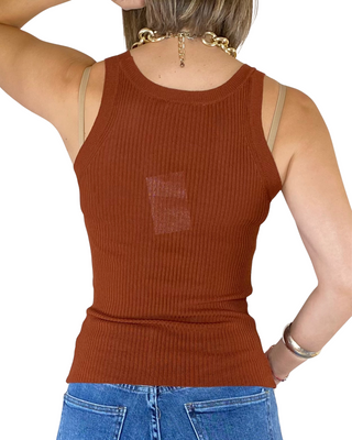 habiti - canotta costine in filo - bruciato