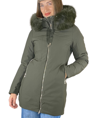 Habiti - Giaccone slim tessuto tecnico - VERDE MILITARE