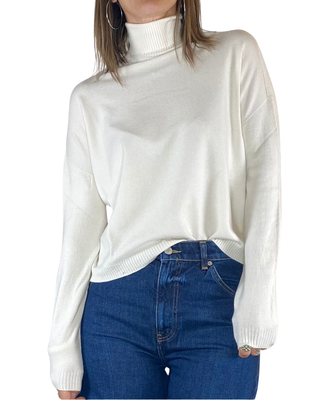 Vicolo - Maglia collo alto scatola - PANNA