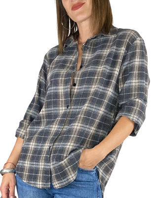 Habiti - Camicia quadri flanella - PIOMBO