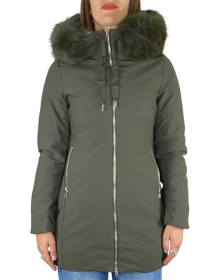 Habiti - Giaccone slim tessuto tecnico - VERDE MILITARE