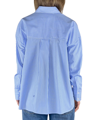 vicolo - camicia righe con perle - azzurro