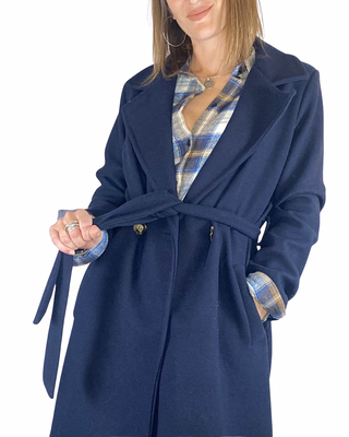 Habiti - Cappotto lungo doppiopetto - BLU