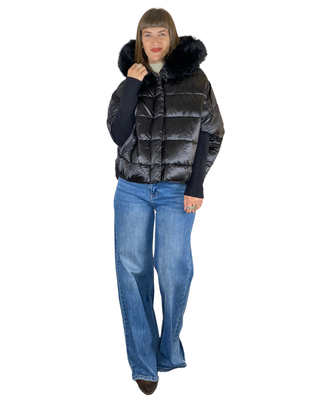 Habiti - Cappa imbottita manicotto - NERO