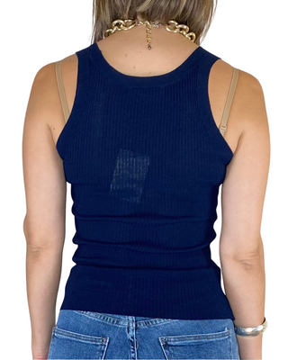 habiti - canotta costine in filo - blu
