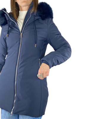 Habiti - Giaccone slim tessuto tecnico - BLU