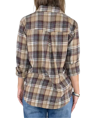 Habiti - Camicia quadri flanella - FANGO