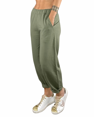 susy mix - felpa m/manica con pantalone baloon - verde militare