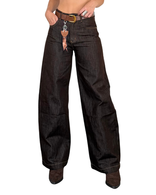 Habiti - Jeans barrel con charms - MORO