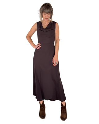 Habiti - Robe longue avec col - MARRON FONCÉ