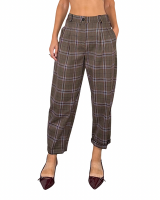 Habiti - Pantalone barrel con pences - TARTAN