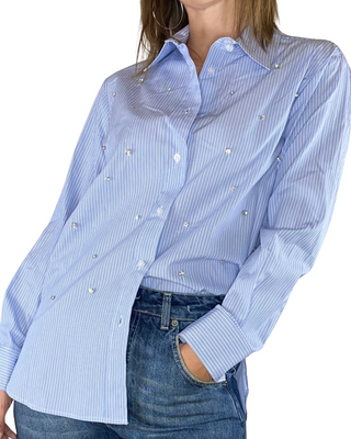 Vicolo - Camicia rigata cabochon - AZZURRO