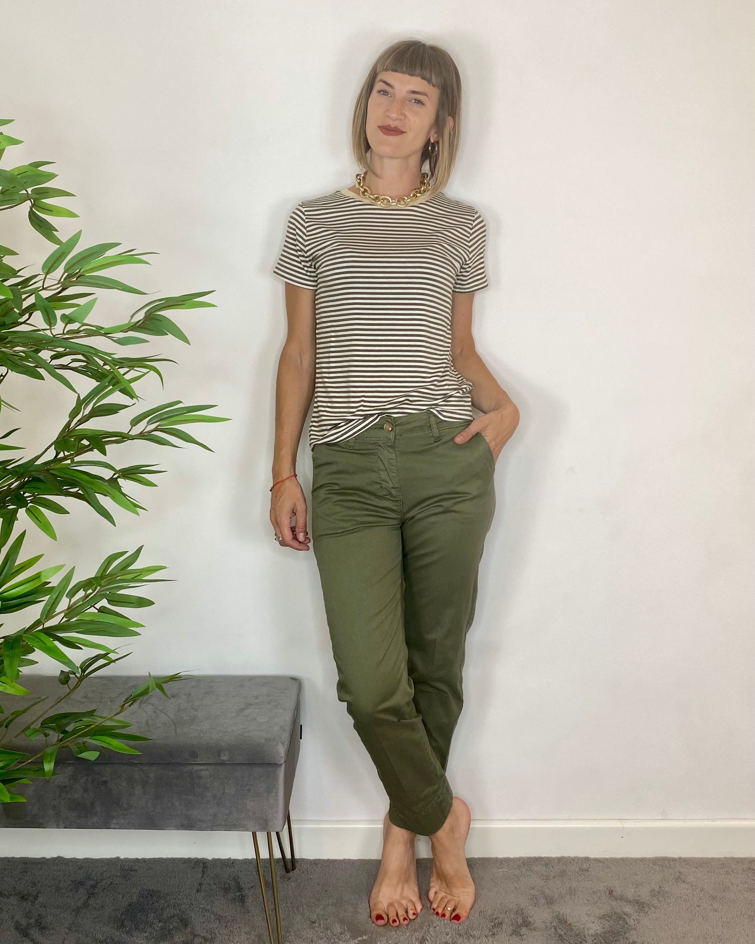 Pantalone sigaretta - VERDE MILITARE