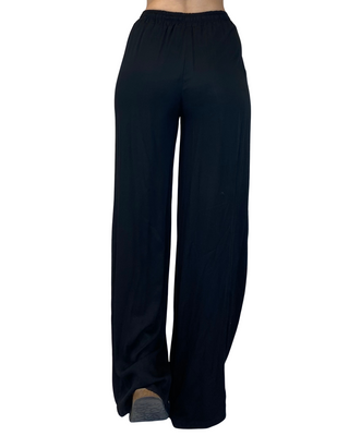 Habiti - Pantalone palazzo viscosa - NERO