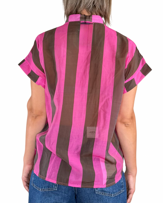 Habiti - Camicia righe in tencel - FUCSIA