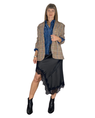 Habiti - Gonna obliqua satin - NERO