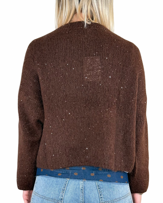 Habiti - Maglia misto alpaca micro paillettes - CIOCCOLATO