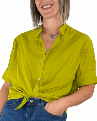 Habiti - Camicia in mussola di cotone - LIME
