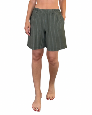Habiti - Coordinato bermuda gilet gessato - VERDE MILITARE