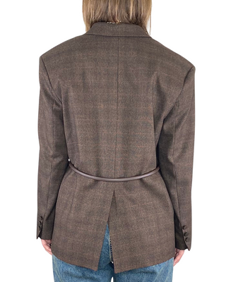 Vicolo - Blazer check doppiopetto con cinturina - CIOCCOLATO