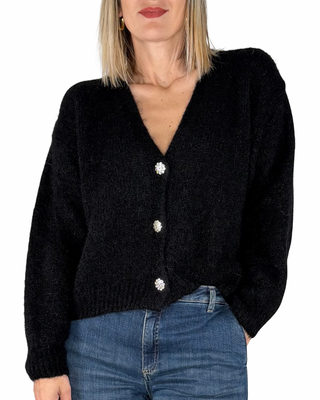 Habiti - Cardigan mohair - NERO