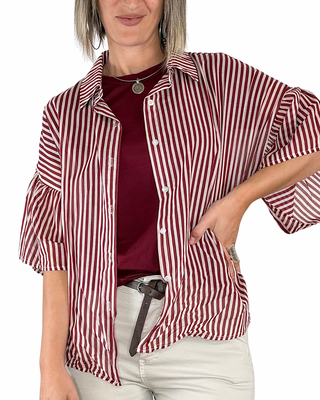 Habiti - Camicia Giovanna in mussola di cotone - ROSSO INDIA