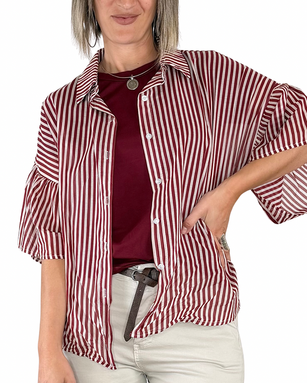 Habiti - Camicia Giovanna in mussola di cotone - ROSSO INDIA