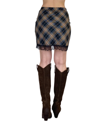 Susy Mix - Minigonna scozzese pizzo - NERO