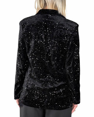 Habiti - Giacca ciniglia e paillettes - NERO