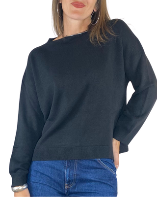 Vicolo - Maglia scatola spacchetti - NERO