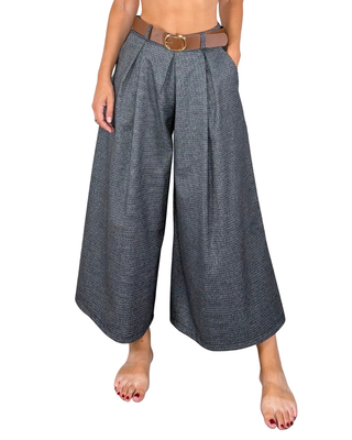 Habiti - Pantalone ampio pied-de-poule - GRIGIO