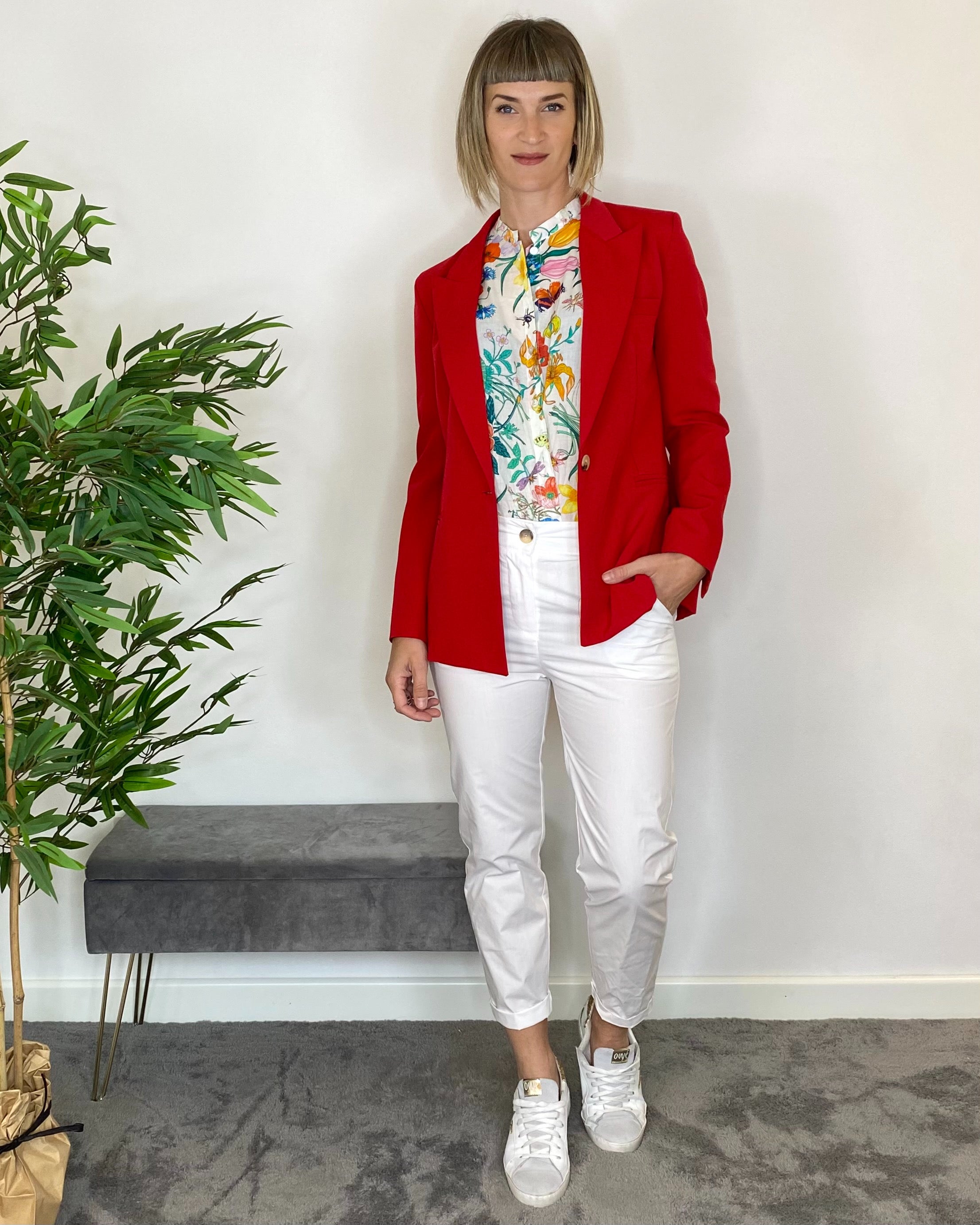 Souvenir - Pantalone sigaretta elastico D35E1510 - BIANCO