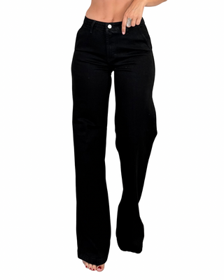 Habiti - Jeans palazzo tasca francese - NERO