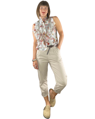 Habiti - Pantalone baggy elastico in vita - SABBIA