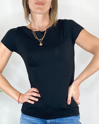 Susy Mix - T-shirt slim barchetta - NERO