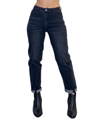 Susy Mix - Jeans mom-fit cucitura obliqua - NERO