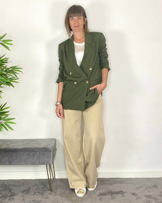 vicolo - giacca m/lino doppiopetto - verde militare