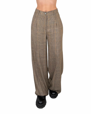 Vicolo - Pantalone palazzo check - CAMMELLO