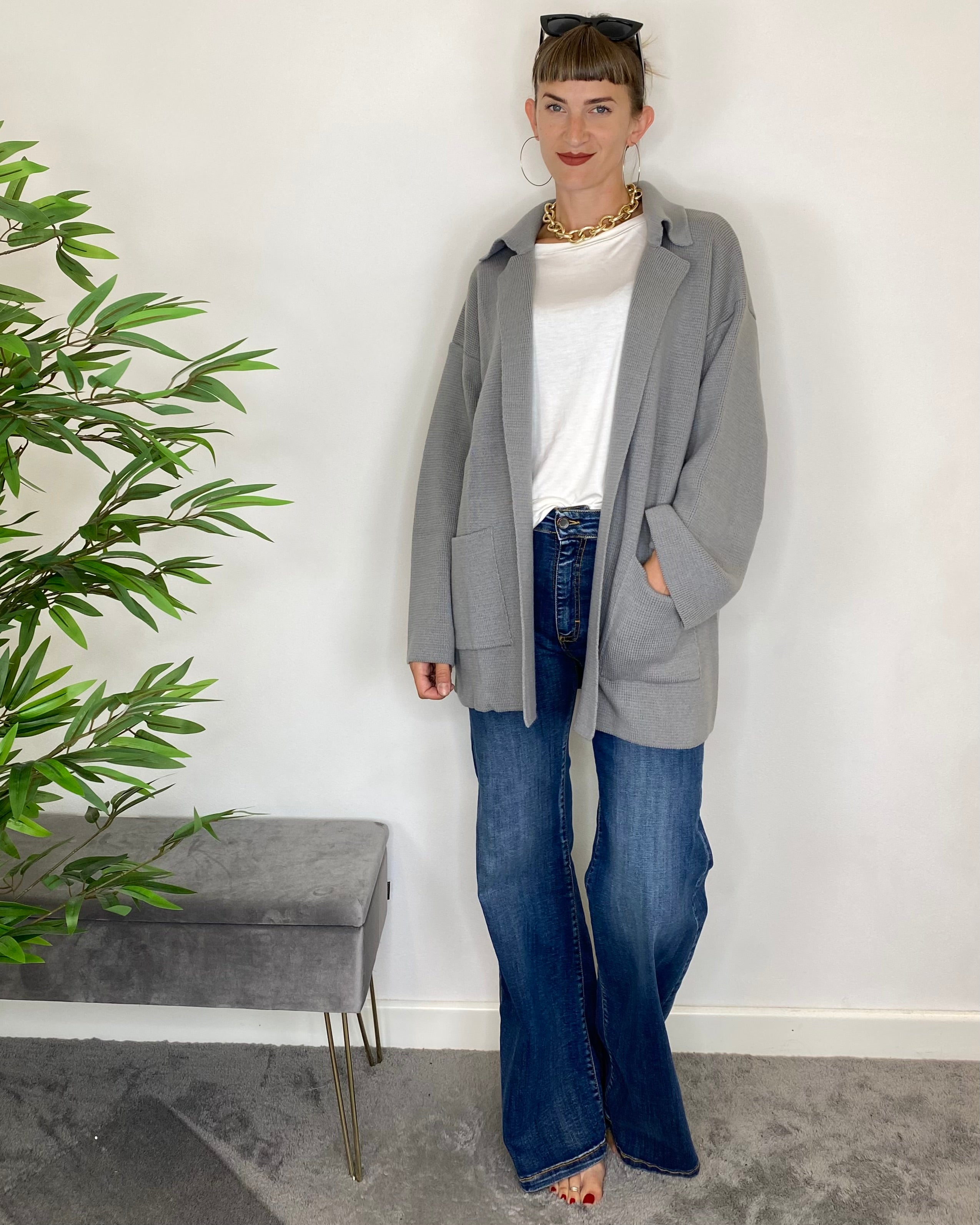 Cardigan cappotto - GRIGIO