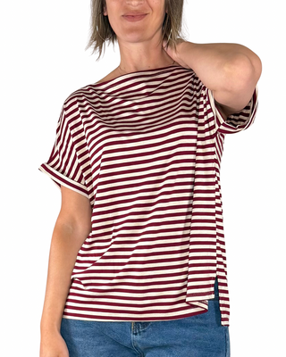 Habiti - T-shirt righe a scatola - ROSSO INDIA