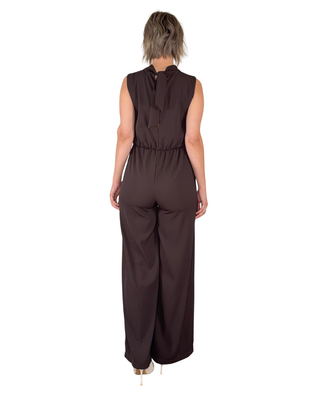 Habiti - Fließender Overall mit Tropfenausschnitt - DUNKELBRAUN